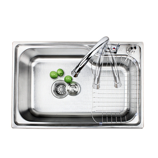 加厚304不锈钢水槽大小拉丝单槽 厨房洗菜盆洗碗池 一体水盆包邮