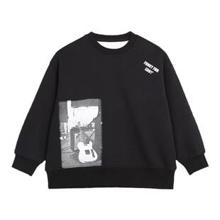 edo一度2025秋冬新款男女童时尚休闲加绒卫衣儿童圆领套头衫潮