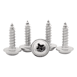 镀白锌十字带垫圆形自攻丝螺丝钉盘头圆头自带垫自攻钉M3M3.5M4M5