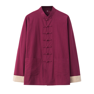 新款太极服男秋冬棉麻唐装套装冬装高端服装太极拳练功服八段锦