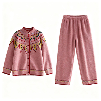 猫人半边绒睡衣女秋冬季加厚加绒珊瑚绒高级感家居服套装可外穿冬