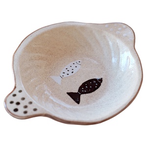 椭圆陶瓷盘子日式复古做旧可爱