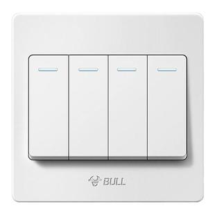 公牛四开单控开关面板墙壁灯四位四控四联单4开86型家用明装暗装