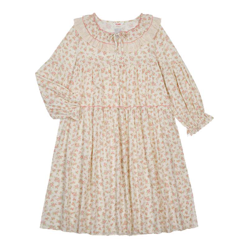 Ullala进口乌拉拉法式碎花睡裙女长袖泡泡棉家居服长裙26111