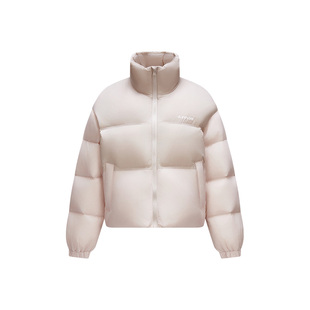 轻松羽绒|森马羽绒服女短款三防面包服冬拼色小个子字母立领上衣