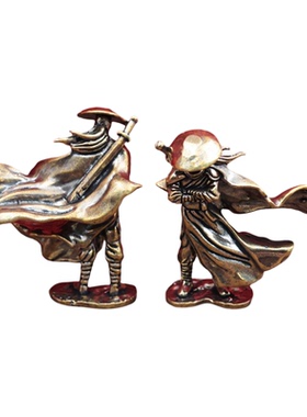 复古黄铜寒江孤影江湖侠客摆件