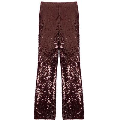 季末6折Maje秀场同款2025秋冬新款女装法式优雅紫色亮片针织长裤