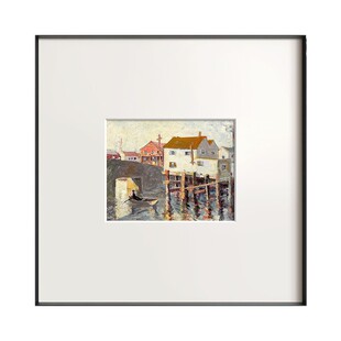 《海边小镇》风景北欧复古装饰画现代法式小众艺术中古风餐厅挂画