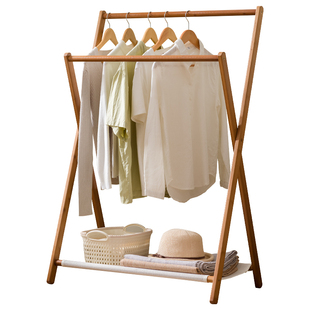 床头衣帽架落地小实木卧室晚上睡觉临时搭衣裤收纳北欧挂衣架家用