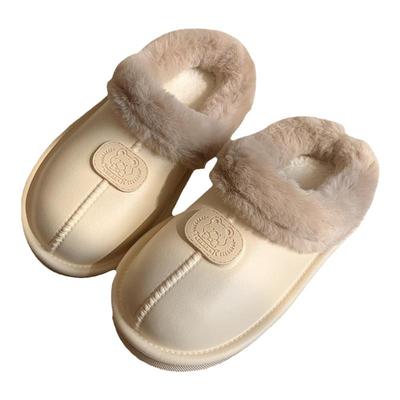 细细条网红小熊家用加绒毛绒棉鞋