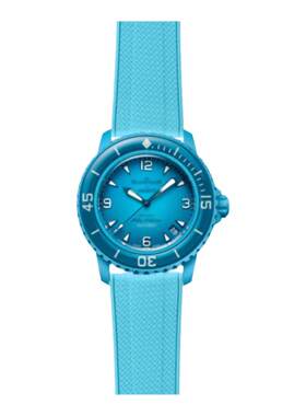 适用Swatch宝珀联名表带湖蓝潟湖FKM氟橡胶斯沃琪Blancpain风暴洋