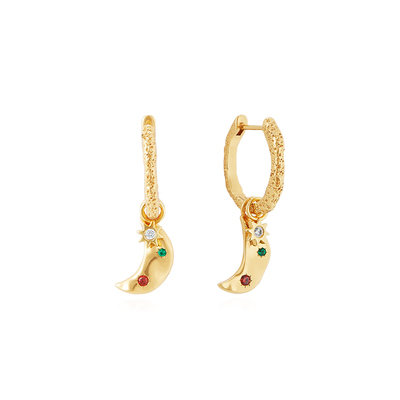 Neverfar月亮彩饰可拆卸耳环