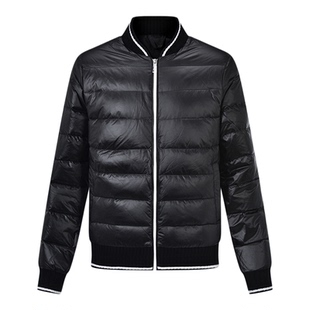 RARE威雅男装2025冬季新款棒球领外套男士轻薄鹅绒排骨羽绒服