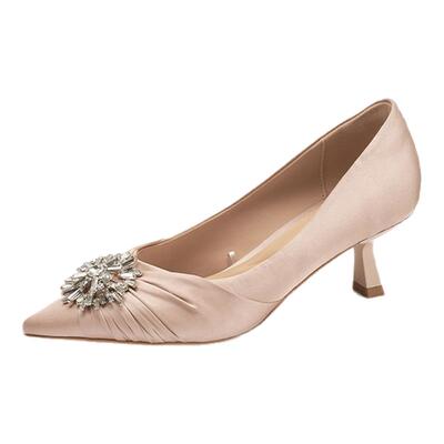 TM气质绸缎面软皮单鞋