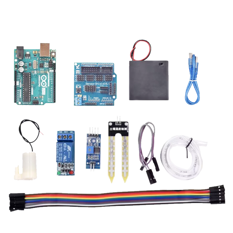 适用arduino uno自动浇花套件自动灌溉DIY浇水液晶屏显示土壤湿度