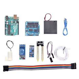 适用arduino uno自动浇花套件自动灌溉DIY浇水液晶屏显示土壤湿度