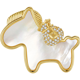 JAY生肖小马胸针高级感轻奢别针白贝胸花配饰马年三八妇女节礼物