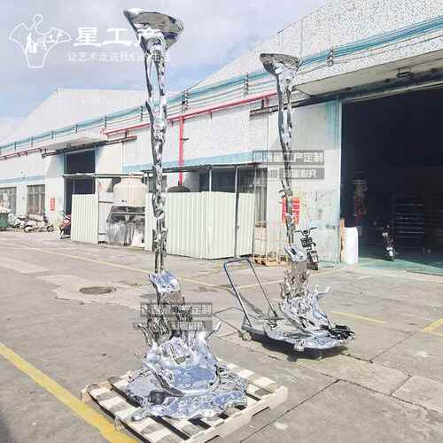 水滴浪花瀑布不锈钢镜面雕塑酒店售楼部大堂水花软装大型户外雕塑