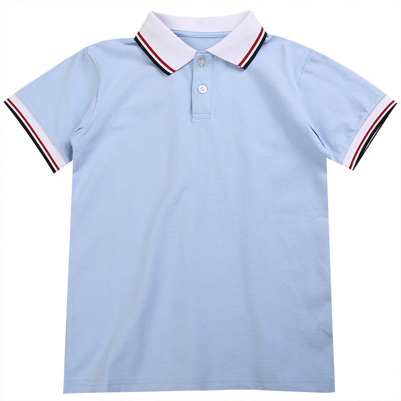 儿童校服小学生短袖polo夏装蓝色