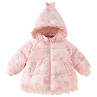 戴维贝拉2026冬装新款女童白鸭绒羽绒服儿童宝宝中长款三防外套