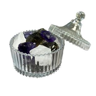 天然消磁水晶原石消磁石容器套装消磁手链净化碗紫白水晶石扩香石