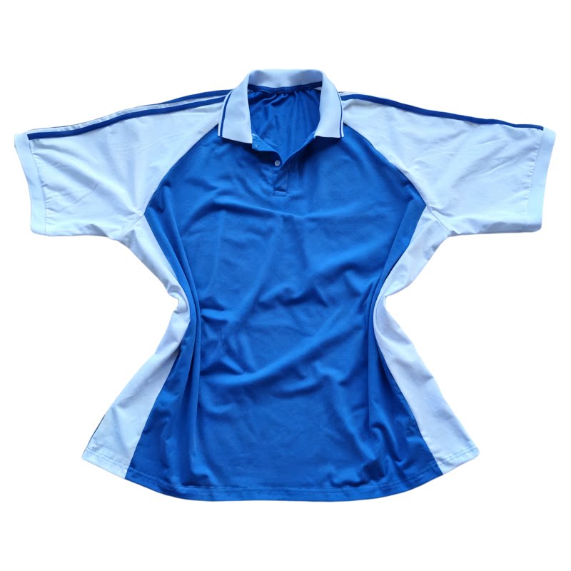 夏季薄款校服短袖宝蓝拼白袖
