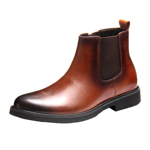 男士切尔西短靴真皮冬季保暖休闲英伦风马丁靴高帮牛皮加绒男皮鞋