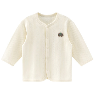 木生棉宝宝长袖外套夏季婴儿纯棉薄款透气上装居家空调服开衫夏装