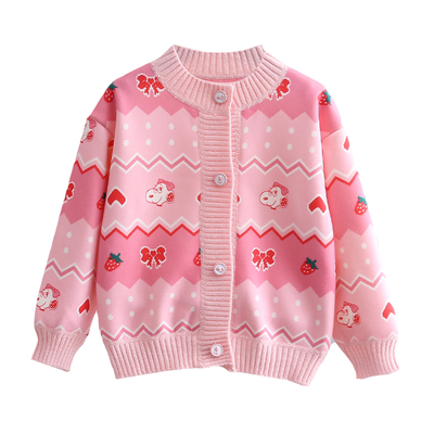 史努比女童秋冬针织开衫上衣洋气小女孩时尚卡通毛衣儿童新款外套