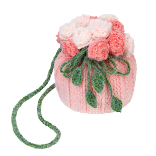 雪球丁达尔手工编织渐变玫瑰花束包材料包毛线diy钩织手机零钱包