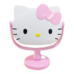 hellokitty豹纹贴钻镜子公主旋转台式KT化妆镜diy材料包手工礼物