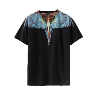 marcelo burlon马克布隆MB彩色翅膀阴阳拼色短袖t恤宽松情侣半袖