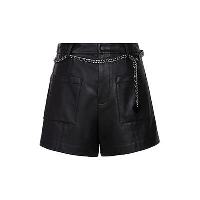 显瘦皮短裤FivePlus高腰