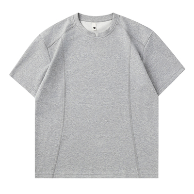 SLASH灰色结构线高级感短袖t恤男夏季休闲宽松圆领上衣潮牌打底衫