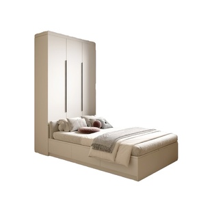 实木榻榻米衣柜床与书桌一体卧室家用小户型省空间床带储物柜组合