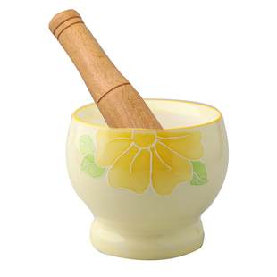 舍里中式陶瓷捣蒜器家用手绘釉下彩研磨钵厨房石臼蒜臼擂钵捣药器