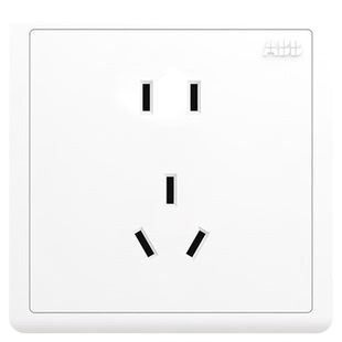 ABB开关插座面板墙插远致斜5孔四带一开单双控三孔16安热水器专用