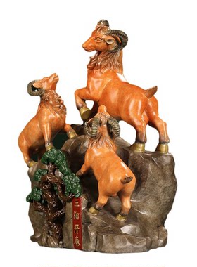 精工全铜三羊开泰招财摆件