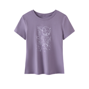 荒荒家 小baby印花短袖2026夏季新款修身亲肤设计休闲减龄T恤女