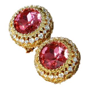 古董线《绝代艳后》布契@提复刻粉宝石耳饰 蜡镶锆石洛可可宫廷风