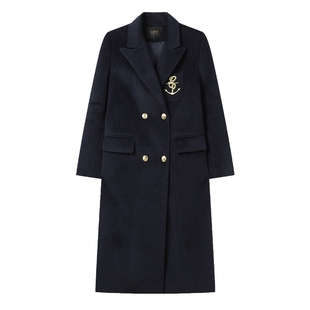 白鹿语设计感刺绣双排扣羽绒大衣冬款气质通勤长款加厚羽绒服女