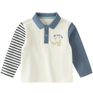 戴维贝拉男童新款撞色polo衫2026儿童长袖T恤上衣宝宝A类春装运动