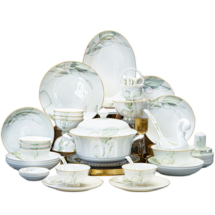 釉下彩景德镇碗盘碟套装家用2025新款轻奢高级感乔迁结婚餐具礼盒