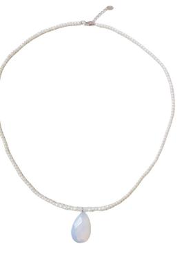 似锦姜似同款项链水滴形珍珠项链锁骨链颈链颈饰配饰景甜白玉石