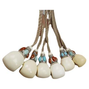 猛犸牙绿松石南红蜜蜡金刚星月菩提百香籽佛头三通配饰手串大孔