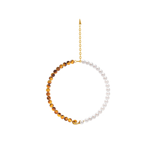 盐岛极地藏露双珠choker颈链女珍珠锁骨链轻奢猫眼石串珠国风项链