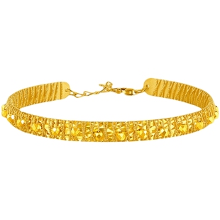 金至尊官方漫悦风华黄金手镯新款硬足金手镯INS风开口金镯子计价