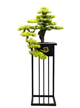 里禾客厅落地摆件树根迎客松