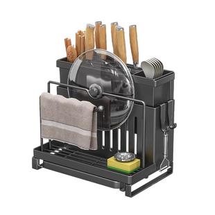 厨房刀架置物架放菜刀筷子砧板锅盖菜板台面多功能刀具一体收纳架