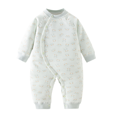 新生儿纯棉夹棉加厚连体睡衣